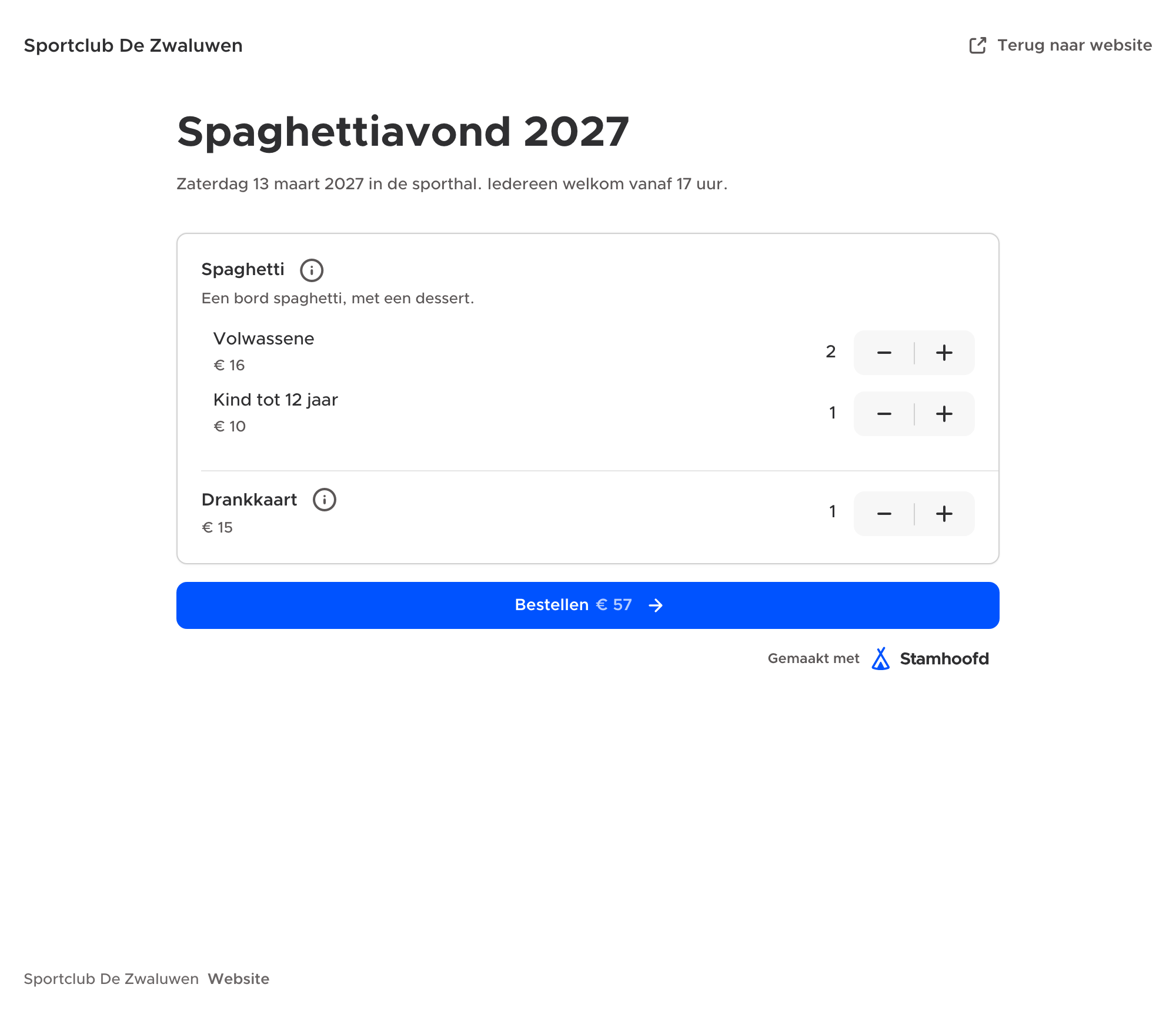 Aantallen kiezen: alle tickets en tarieven staan op de startpagina.